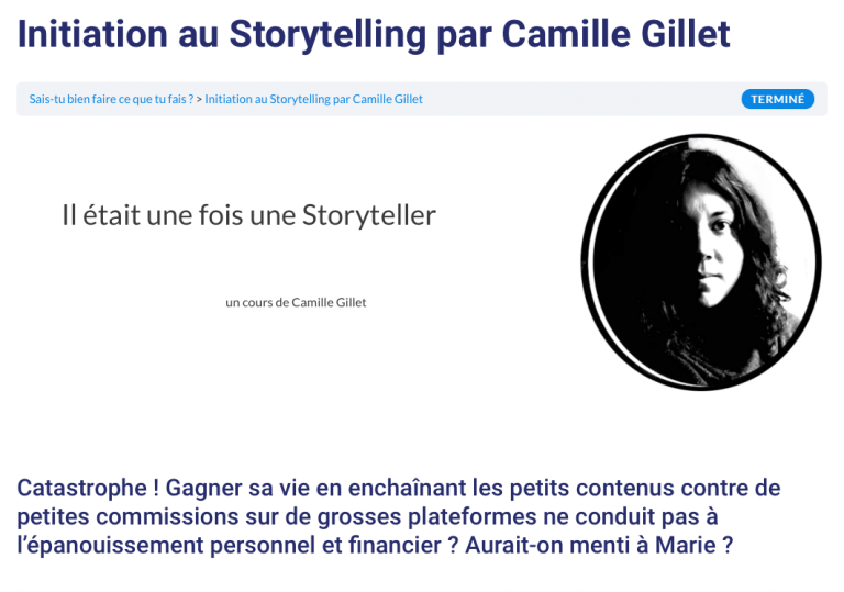Initiation au Storytelling, signé Camille Gillet