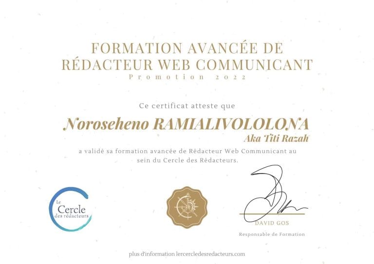 Certificat de Formation