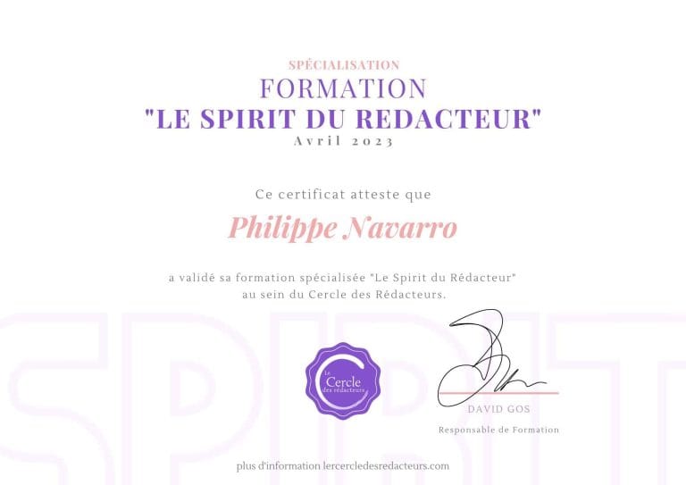 Certificat Philippe Navarro