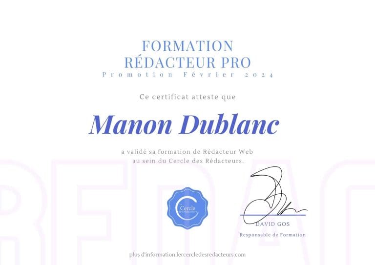 Certificat de Formation